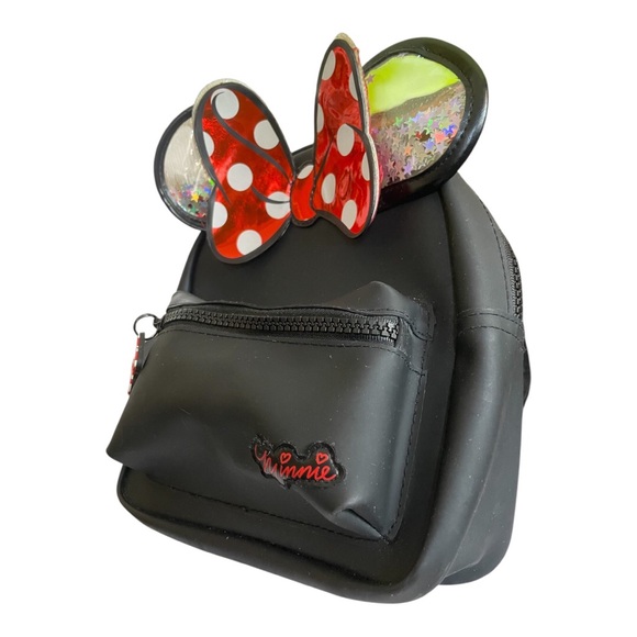 Disney Primark Minnie Mouse Star Glitter Ear Mini Backpack 8" Black - Picture 8 of 10